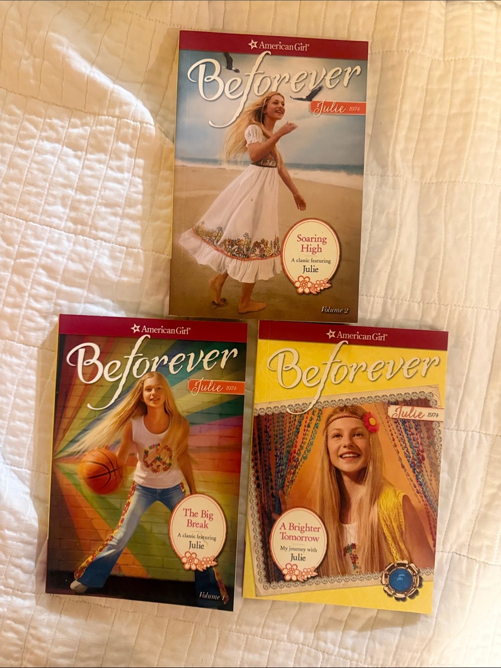 American Girl Beforever Julie Book Set in White, Yellow, and Red